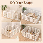 EVERFRONT Dog Playpen with Door - Dog Pen Indoor - Easy Assemble Dog Play Pen - Puppy Playpen, Cat Playpen, Small Animal Playpen, Dog Play Pen Indoors (White, 24", 10 Panels)