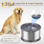 4.5L/1.2Gal Dog Water Bowl, No Spill Stainless Steel Slow Water Bowl for Medium Large Dogs, Large Capacity Splash Proof Slow Drinking Water Bowls with Anti-Slip Mat for Mess Drinkers, Gray