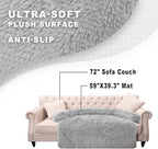 Calming Dogs/Cats Bed Mats, Dog Pad Washable Removable Couch Cover, Plush Long Fur Mat for Pets, Waterproof Lining, Perfect for Small, Medium and Large Dogs and Cats (Light Gray, 59"x39")