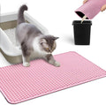 Powools Cat Litter Mat, 23.2 x 14.6 in, Waterproof, Non-Slip, Pink | Litter Trapping Mat, Easy to Clean, Litter Box Mat, Urine-Proof, Cat Toilet Training Systems Accessories, Indoor Cats