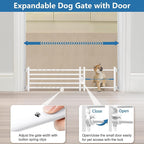 Malier Indoor Dog Gate with Door, 34-55" Extra Wide Full Metal Pet Gate Short Dog Gate for Stairs, Pressure Mount 10'' Tall Small Puppy Low Gate Easy Step Over for Doorways