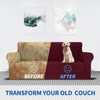 MAXIJIN Stretch Oversized Couch Covers for 3 Cushion Couch (91"-110"), 1-Piece Large Sofa Cover Slipcover Furniture Protector for Kids,Dogs (Extra Large, Diamond Pattern Wine Red)