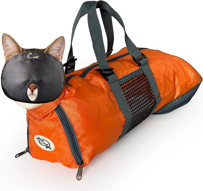 Cinf Cat Restraint Grooming Bag, Anti-Scratch Tool for Nail Trimming | Safe grooming restraint bag controls cat movement for bathing, nail trimming, injections and veterinary examinations