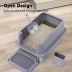 RIZZARI Open Cat Litter Box: Stainless, High Sided, Easy Clean | Spacious for Large Cats / 304 Stainless Anti-Odor / 6.5" Splash Guard / Leak-Proof Seams / Apartments & Laundry