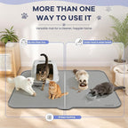 Cat Litter Mat, Extra Large Silicone Litter Box Mat, 47 x 37 inch | Gray, Silicone rubber, Water-resistant, Easy pour-out front notch, Raised lip, Grippy backing, Rinses clean
