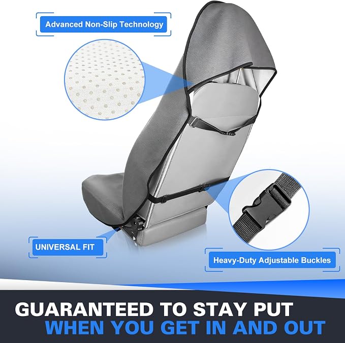 ZIMABLUE 2 Pack Waterproof Towel Car Seat Covers, 1kg Heavy Duty 3-Layer Microfiber Sweat Protector, Non-Slip Machine Washable Universal Bucket Seat Covers for Cars, SUVs, Gym, Beach, Pets, Gray