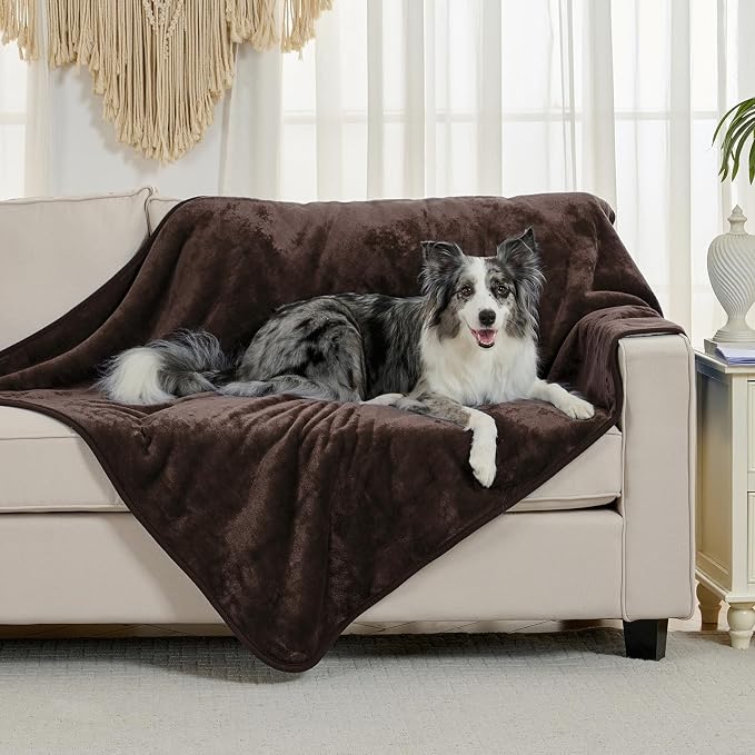 Soft Waterproof Blanket for Bed Couch Sofa, Brown, 60x80 inches | Liquid Pee Proof Pet Blanket for Dog Puppy Cat, Reversible Sherpa Fleece Blanket for Couch Cover, Furniture Protector