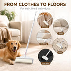 Large Lint Roller Pet Hair Remover, Long Handle Floor Roller, 4 Refills 400 Sheets | Switch from 8.7 in handheld control to 47.2 in reach for carpets, couches, cars, and narrow spaces under beds and sofas.