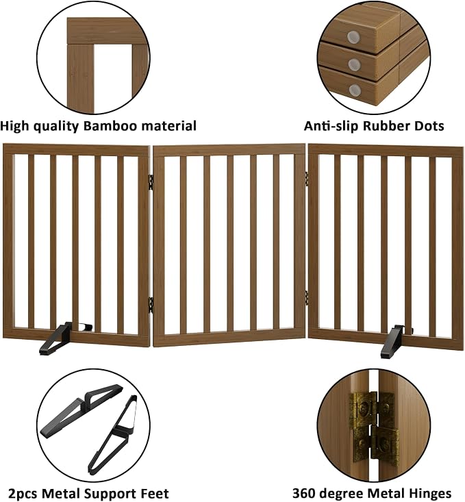 Dog Gate for Stairs,Foldable Dog Gate for Indoor Doorways House,Freestanding Pet Gates for Dogs,Doogie Puppy Fence Gate