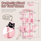 SHA CERLIN 82 inch Cat Tree Tower, Multi-Level Cat Condo with Plush Perches, Sisal Scratching Posts, Hammock and Toys, Stable Cat Tower for Kittens and Adult Cats, Pink