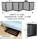 Dog Gate Indoor, Freestanding Dog Fence for The House, Doorways, Hallways,or Stairs,Pet Gate Foldable Wooden,Expandable 24" Height 6 Panels,Black
