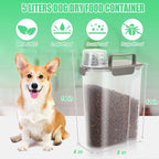 Dog Cat Food Storage Container with Cup (Dark Olive, 5L) | Pet Food Pourable Container Airtight with Large Spout, BPA-Free Plastic Food Dispenser for Pet Food, Bird Seed, Rice, Flour