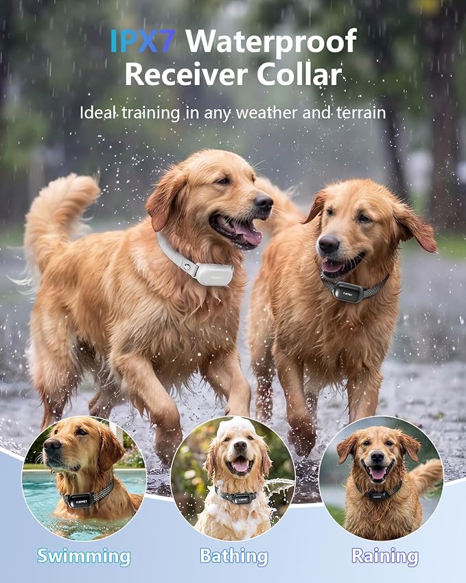 PATPET Shock Collar for Dogs(10-120lbs), 4000ft Rechargeable IPX7 Waterproof Training Collar with Remote for 2 Dogs- Electric Dog Collar for Small Medium Large Dogs 2 Packs | Rechargeable 3 Training Modes (Beep/Vibration/Shock) Dog Training Collar with...