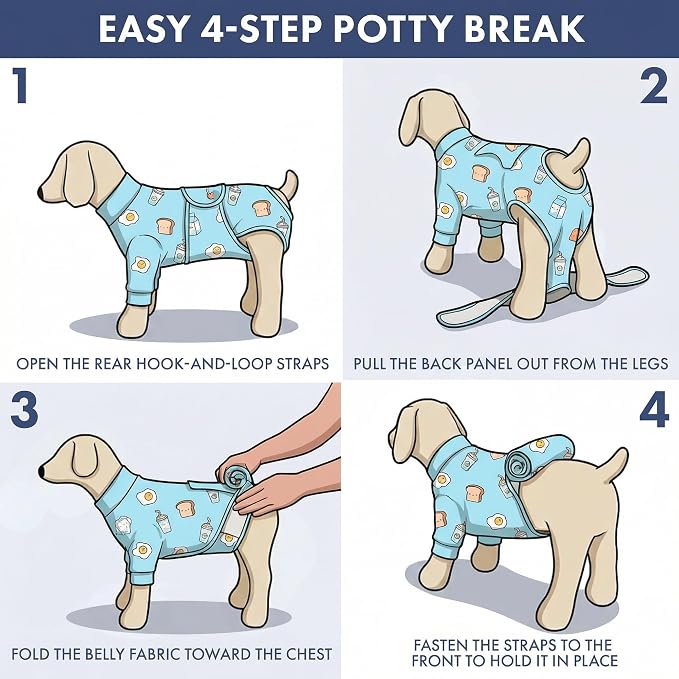 Spark Paws Dog Surgery Recovery Suit – Dog Recovery Suit After Surgery, Anti-Lick Dog Onesie, Abdominal Wound Protector, Soft Cone Alternative for Spay Neuter Male Female Pet Recovery - Breakfast, 4XL