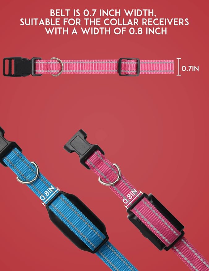 Dog Shock Collar Replacement Strap 2-Pack, Reflective & Adjustable 3/4" Dog Collar for Training - Compatible with Jugbow, PetSafe, Bousnic, Garmin Replacement Collar Strap - 2 Pack