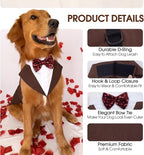 Kuoser Dog Tuxedo, Dog Suit and Bandana Set, Dogs Costume with D-Ring | Formal Dog Outfit with Detachable Bowtie Collar for Wedding, Birthday, Party, Christmas, Halloween, Brown L
