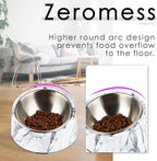 SuperDesign Mess Free 15° Slanted Bowl for Dogs and Cats, Tilted Angle Bulldog Bowl Dog Feeder, Non-Skid & Non-Spill, Easier to Reach Food S/0.5 Cup Marble Pattern