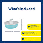 PetSafe Butterfly Cat Water Fountain, Pump & Filters, 50 oz Capacity | Butterfly Topper Creates 4 Water Streams, Replaceable Carbon and Foam Filter Keep Water Fresh and Clean