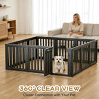 Dog Playpen, Clear Dog Pen, Dog Pen Indoor, Easy to Install and Remove Dog Play Pen, Puppy Playpen Suitable for Dogs, Cats,Dog Playpen Indoor (Black, 23.6 inch Height, 12 Panels)