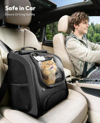 Pecute Cat Backpack Carrier,Large Space Dog Bubble Backpack,Ergonomic,Black | Bubble Transparent Window,Sunshade Curtain,Safety Rope,Sturdy,Large Mesh for Breathability,Suitable for Outdoor,Vet
