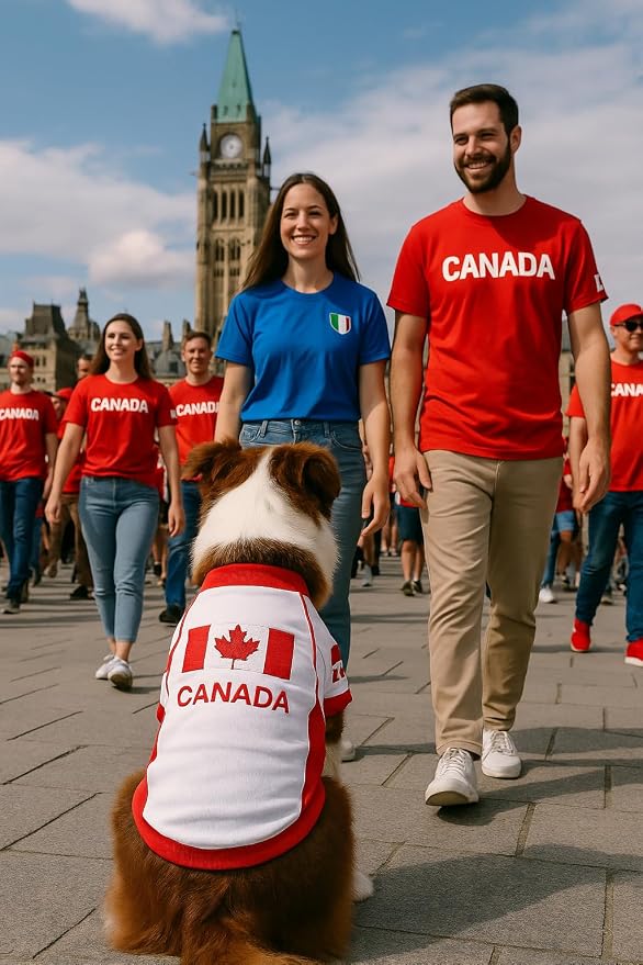 Parisian Pet Team Canada Dog Jersey - Breathable Mesh Puppy Football Jersey - Lightweight Stretch Sporty Dog Clothes - Summer Shirts for Medium Dogs - Soccer Jersey for Dogs - Sportswear Pet Clothes