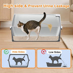 Stainless Steel Cat Litter Box with Metal Lid,Anti-Urine Leakage,High Side