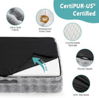 COZY KISS Orthopedic Dog Bed for Extra Large Dog, Soft and Warm Faux Fur Sofa for Giant Pet Up to 150 lbs, Foam Bolster Anti-Slip Couch with Washable Removable Cover, XXL 48x35x8 inch, Grey