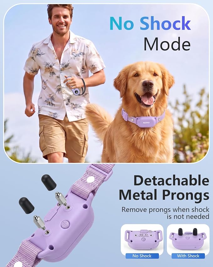 PATPET Shock Collar for 2 Dogs, 4000ft IPX7 Waterproof for 10-120lbs Dogs | Rechargeable 3 Training Modes (Beep/Vibration/Shock) Dog Training Collar with Remote Control for Small Medium Large Dogs