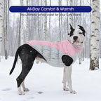 FUAMEY Dog Cold Weather Coats Reflective Dog Warm Jacket with Harness | Fleece Winter Coat for Large Dogs Snow Puffer Vests with Zipper Reflective Turtleneck Jackets for Winter Pink XXXL