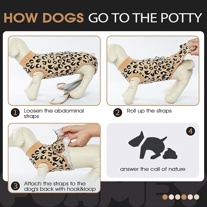 FUAMEY Dog Surgery Recovery Suit, Soft Breathable Neuter Suit for Male Dogs | Post Neuter Surgery Suit, Alternative to Cone of Shame, Wound Care for Dogs, Anti-lick Dog Recovery Suit Brown Leopard L