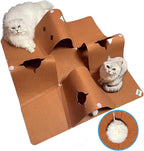 Interactive Cat Tunnel Mat for Indoor Cats, 4-Way Felt Cat Cave with Hanging Ball, Foldable Kitty Play Mat and Hideout, Pet Enrichment Toy for Kittens, Rabbits, Small Pets | 35.4" Multi-Entrance Cat Play Tunnel with Cozy Hideaway Space, Provides Enrich...