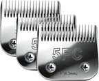 5FC Dog Grooming Blades Compatible with Andis Clipper,3-Pack | Compatible with Oster A5,Wahl km10 Dog Clippers,Size-#5FC, 1/4-Inch Cut Length (6.3mm)