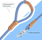 Mile High Life Dog Leash with Genuine Leather Handle, 6 FT/5 FT/4 FT | Leather Grip Rope Leash, Heavy Duty 360° Swivel Metal Clasp, for Small Medium & Large Dogs