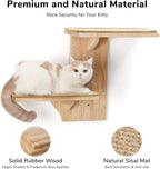 FUKUMARU Cat Wall Shelves, 2 Platform Kitten Wall Furniture, Tree Shape Wall-Mounted Floating Shelf with Sisal Mat, Solid Rubber Wood Cats Perch for 16 Inch Drywall, Suitable for Climb, Play, Nap | Floating Shelf Kitten Furniture, Solid Rubber Wood Cat...
