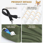 JOEJOY Dog Car Seats for Small Medium Dogs Under 35lbs, Dog Booster Seat with Detachable Washable Cover and Cushion, Memory Foam Pet Car Seat with Safety Belt and Storage Pockets (GN)