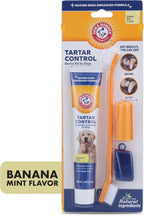 Arm & Hammer Tartar Control Dog Dental Kit, Banana Mint, 3-Piece, 2-Pack | Enzymatic toothpaste with toothbrush and fingerbrush, baking soda formula safe for puppies