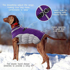 FUAMEY Dog Coat for Medium Dogs, Fleece Dog Winter Jacket with Harness | Puppy Cold Weather Coats Reflective Pet Puffer Vest with Zipper Water-Resistant Warm Dogs Snowsuit Windproof Purple M
