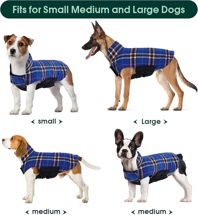 Kuoser Warm Dog Coat, Waterproof Dog Jacket for Extra Large Dogs, Navy XL | Adjustable Durable XL Doggie Winter Coat Reversible Cozy Puppy Cold Weather Apparel from Small to Large Breed