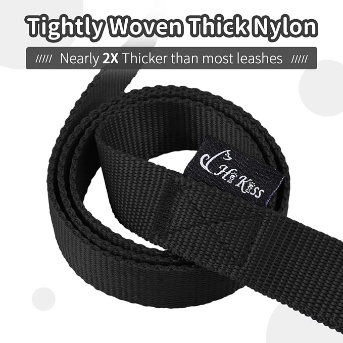 HIKISS Long Dog Leash Obedience Recall Training Agility Lead with Thickening Material for Large Dog - 15ft 20ft 30ft 50ft 100ft Training Leash(Black 15ft)
