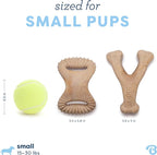 Benebone Puppy 2-Pack Dental/Wishbone Dog Chew Toys, Real Chicken, Small