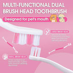 Dog Toothbrush, Dual-Head, for Medium-Large Dogs,Pink | Soft Bristles for Gentle Cleaning, 60° Curved Bristles for Better Coverage, Comfortable for Sensitive Gums