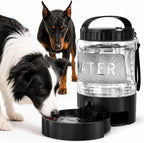 Portable Dog Water Bottle with Travel Bowl, 98 oz/2.8 L, Black | 2-in-1 portable dog water bottle with pull-out bowl; BPA-free plastic, silicone seal, wide mouth and grip for hikes or travel