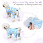 Bienbee Dog Pajamas, 4 Pack Adjustable Onesies for Small to Large Dogs XL | Dog Shedding Suit with Soft Fabric, Breathable & Stretchy, and Adjustable Back Length for Sleeping Lounging and Daily Use