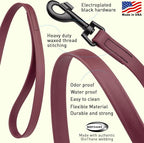 Dogline Biothane Waterproof Dog Leash Strong Coated Nylon Webbing with Black Hardware Odor-Proof Easy to Clean High Performance for Small or Large Dogs Made in USA 4 or 6 ft Lead, Merlot Burgundy