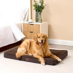 EHEYCIGA Orthopedic Dog Bed Large with Removable Washable Cover,Brown,47x29 | Egg Crate Foam Support,Durable Oxford fabric,Non-Slip Bottom,Machine Washable,Soft Waterproof Plush Pet Bed Mat For Crate