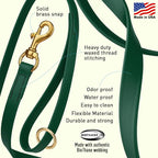 Viper Biothane K9 Working Dog Leash Waterproof Lead for Tracking Training Schutzhund Odor-Proof Long Line with Solid Brass Snap for Puppy Medium and Large Dogs 6ft, Hunter Green