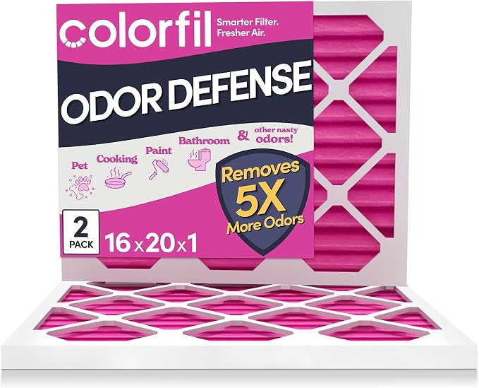 16x20x1 Air Filter (2-Pack) | Made in the USA | Color Changing | Remove Cat and Dog Odor | MERV 8 for Pet Hair Dander and Dust | 15.5"x19.5"x0.75" Exact Size