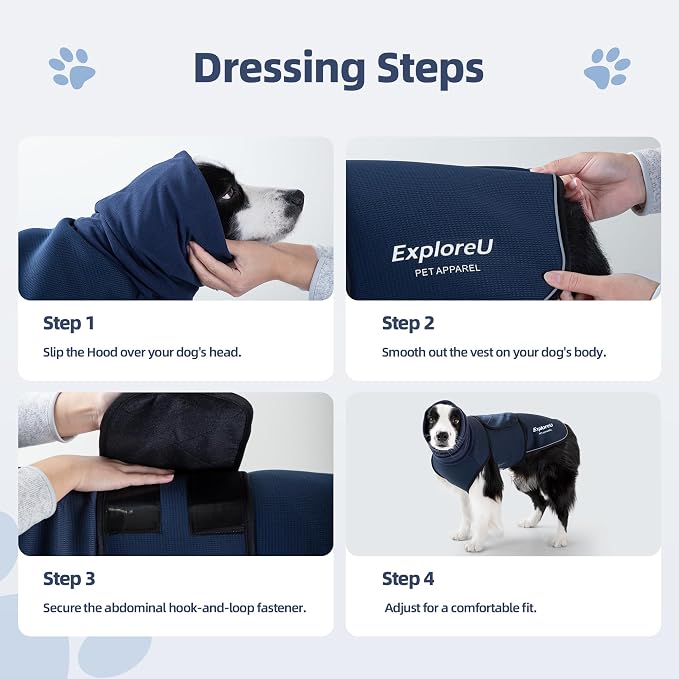Dog Anxiety Vest–Dog Calming Shirt for Noise,Separation,Bule,2XL(44-66lbs) | Soothe your pet,Reduce anxiety,Keep things calm
