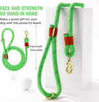 Nylon Rope Dog Leash, Green, 5 FT - 3/5" | Reflective, Handmade Braided, Heavy Duty, For Medium Large Dogs