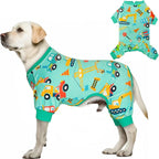 KYEESE Dog Pajamas Velvet Dog Pajamas Medium Sized Dogs Soft Dogs Clothes Pjs with Construction Vehicles Pattern Stretchy Pet Jammies Coat Comfy Pet Onesie Costume, 2X-Large